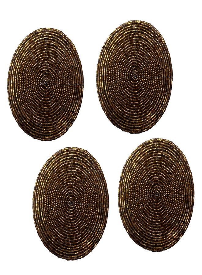 VDECORS طقم قواعد أكواب شاي بنية اللون مصنوعة يدويًا من الخرز من Vdecors، قطرها 4 بوصات. - Image 3