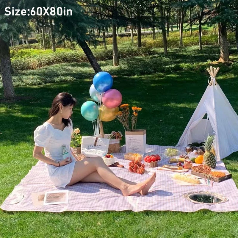 Lchkrep Picnic Blanket Beach Blankets 80"x60" Large Sandproof Waterproof Camping Portable Travel Blanket Play Mat for Outdoor Indoor Family Beach Park Grass,Hiking, Music Festival - Image 4