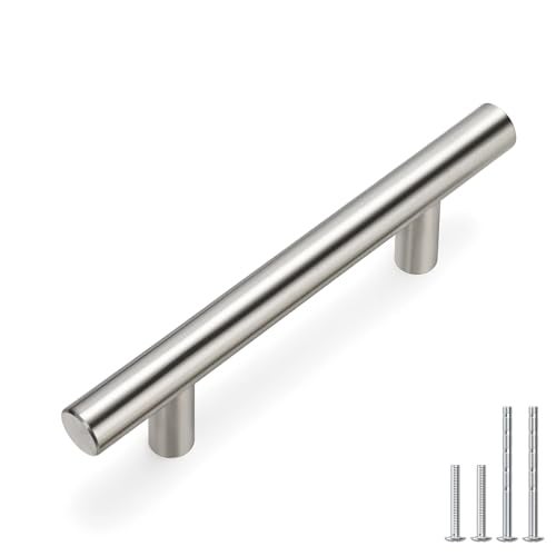homdiy 5 Pack 3 Inch Brushed Nickel Cabinet Pulls Modern Cabinet Handles - Brushed Nickel Drawer Pulls Stainless Steel Cabinet Hardware,5 Inch Overall Cabinet Door Handles for Cabinets,Cupboard - Image 1