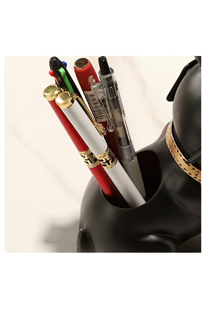 هومستر الراتنج الفرنسية البلدوغ تمثال تخزين علبة, علبة المفتاح لجدول المدخل, لطيف الكلب خادم التمثال مع علبة, الأسود الفرنسية البلدوغ تمثال الحيوان المنحوت جدول الديكور للمكتب المنزلي - Image 5