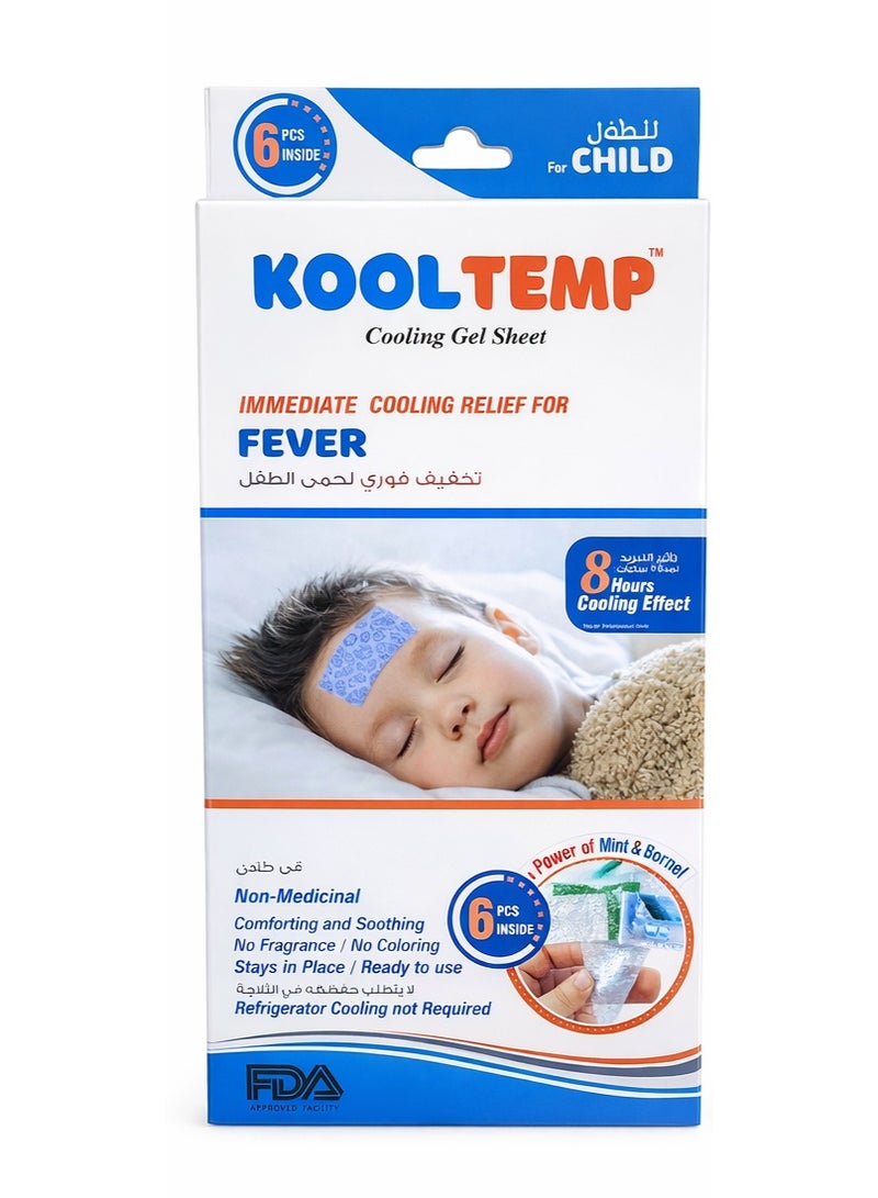 Kool Temp Fever Cooling Gel Sheets for Child 6's