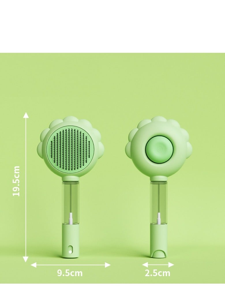 فرشاة العناية بالحيوانات الأليفة - إزالة الشعر بنقرة واحدة، مقبض رشاش مياه مدمج، تصميم دبوس دائري آمن - إزالة الشعر المتساقط وفك تشابك الشعر بسهولة (أخضر) - Image 2