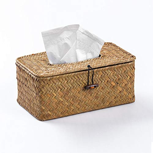 Seagrass Tissue Box Cover Rectangular Woven Napkin Holder Decorative for Bathroom Farmhouse Natural 10 x 55 x 42 Inch