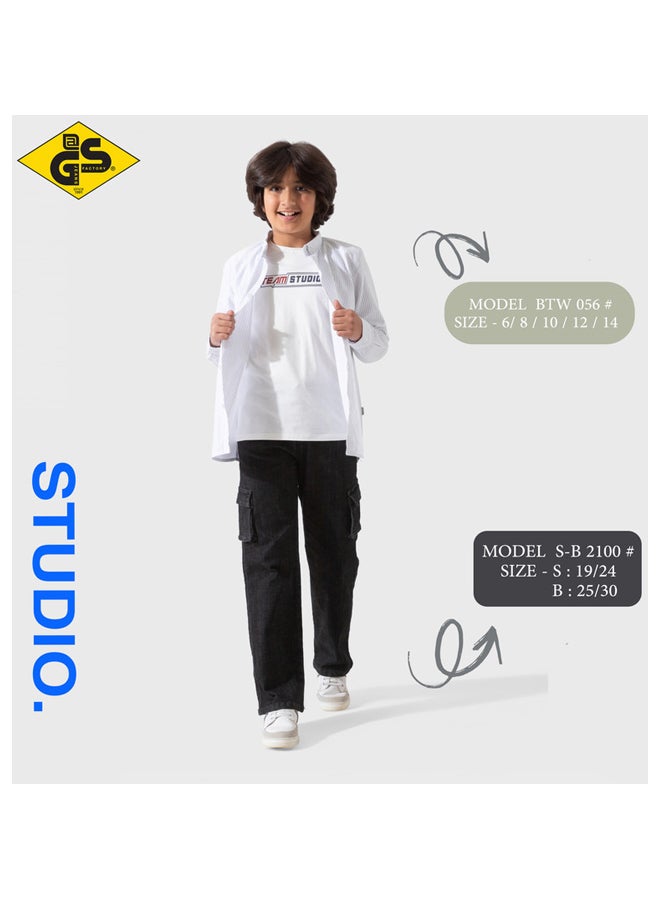 جي@إس قميص كتان صيفي للأولاد مع تيشيرت قطني