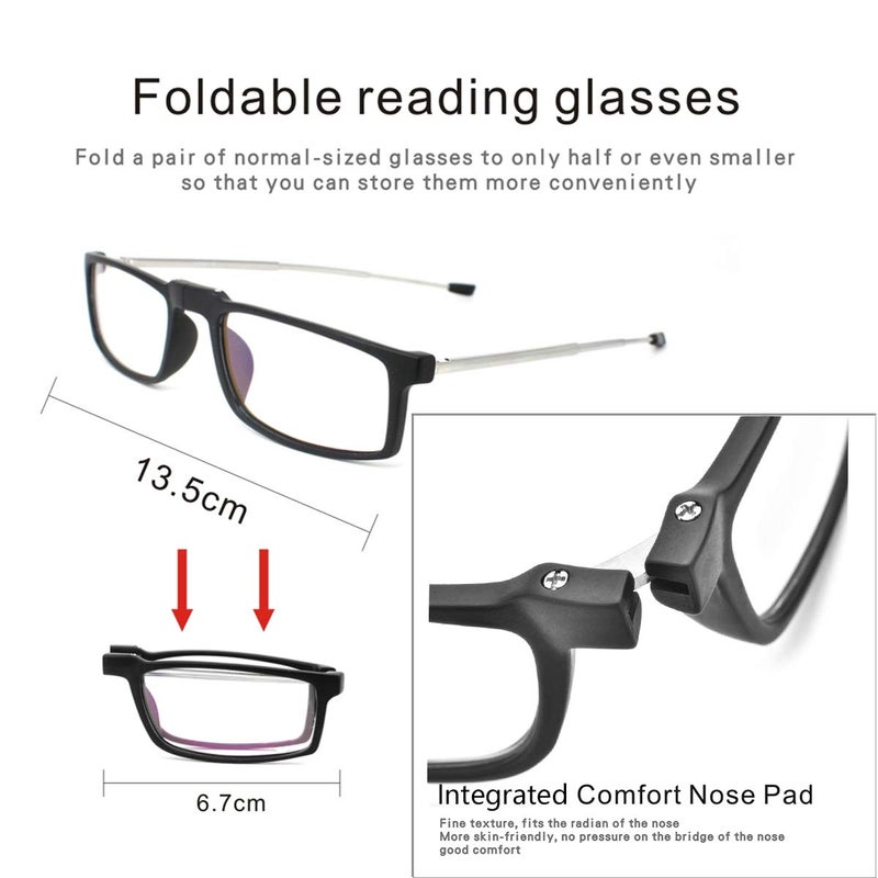 DBEFTLI Folding Reading Glasses - Foldable Portable Readers For Men Women With Case 2 Pairs 1.50 - Image 5