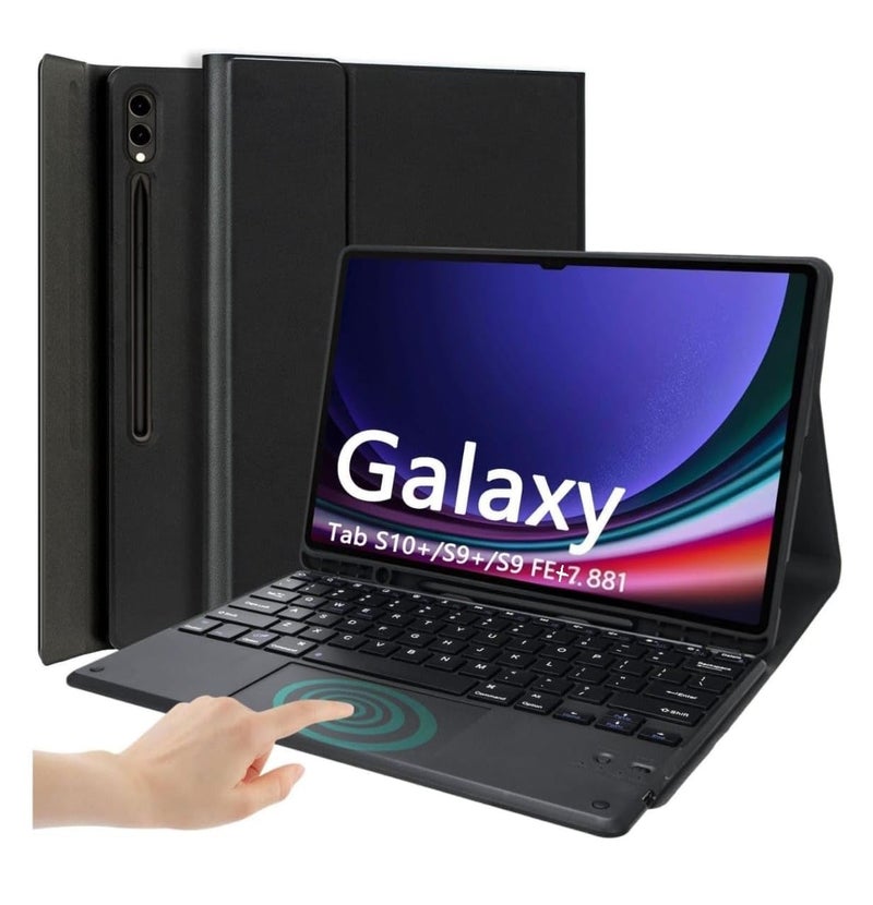 typecase حافظة لوحة المفاتيح لجهاز سامسونج جالكسي تاب S10+ و S9+ و S9 FE+ (12.4 بوصة) مع لوحة تتبع، حامل قلم S-Pen، 3 زوايا عرض، غطاء لوحة مفاتيح بلوتوث لاسلكي قابل للفصل (لا يناسب S10 FE+)  - Image 1