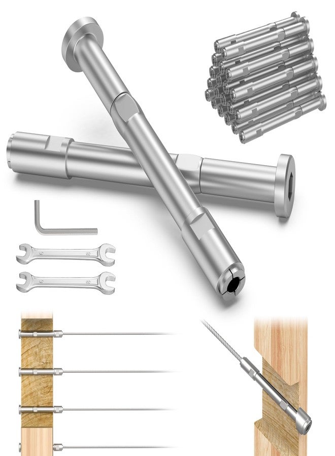 BLIKA 20 Pack 3/16" Swageless Invisible Cable Railing Kits for Deck Stair Railing, T316 Stainless Steel, Swageless Cable Fittings for 2"x2" Wood/Metal Posts, Cable Railing Hardware - Image 1