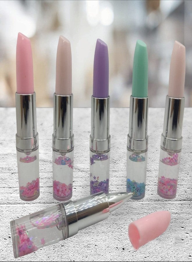 Asera Lipstick Shape Ink Gel Pen with Glitter/Sparkle for Children Gift Stationery Supplies Birthday Return Gifts for Kids Set of 6 Pcs - Image 1