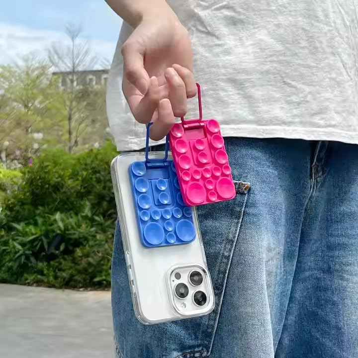 ClickCase 2 in 1 Sticky Silicone Phone Grip with New Upgraded Bigger Suction Cup & Kickstand Mount for Any Mobile Phone,Provides Multiple Mounting Options for Selfies,Reels & Video Recording (Pink) - Image 3