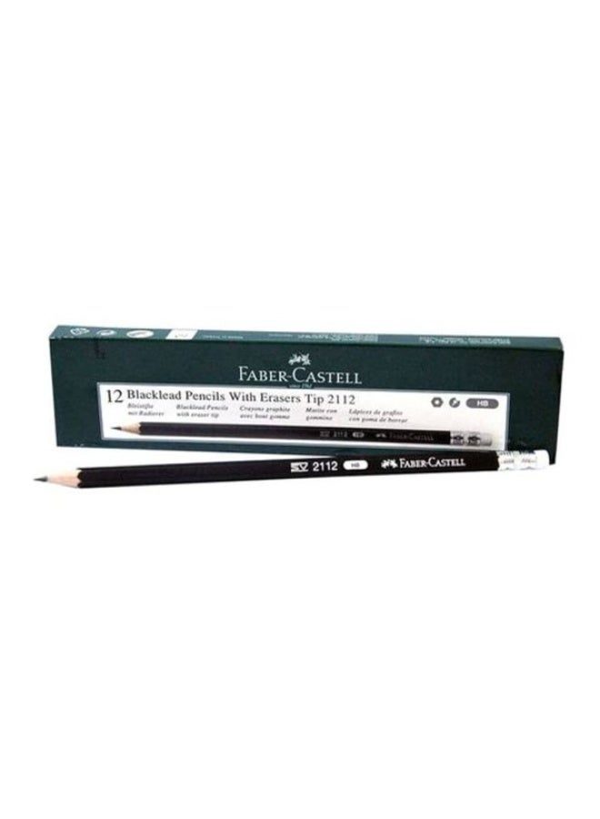 Faber-Castell 12 Count Matte Black Wooden Pencils with Eraser, HB Lead, Model 2112 - Image 3
