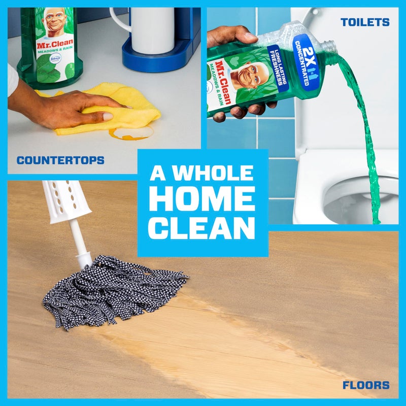 Mr Clean Mr. Clean All Purpose Cleaner, Floor Cleaner for Mopping Home, Bathroom, & Kitchen, Cleaning Liquid for Mop & Bucket, Cleaning Supplies, Multi-Surface Dilutable, Meadows & Rain, 41oz - Image 3