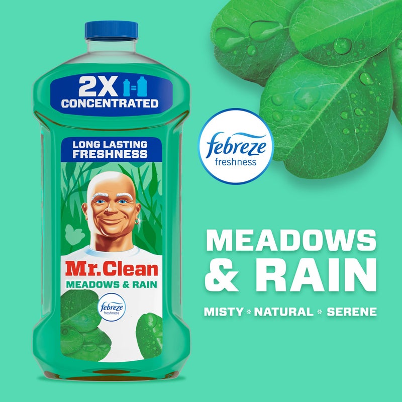 Mr Clean Mr. Clean All Purpose Cleaner, Floor Cleaner for Mopping Home, Bathroom, & Kitchen, Cleaning Liquid for Mop & Bucket, Cleaning Supplies, Multi-Surface Dilutable, Meadows & Rain, 41oz - Image 4