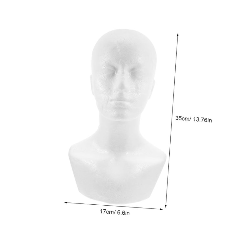 White Foam Head Mannequin for Wig Hat Display Photography Craft DIY Projects - Image 3
