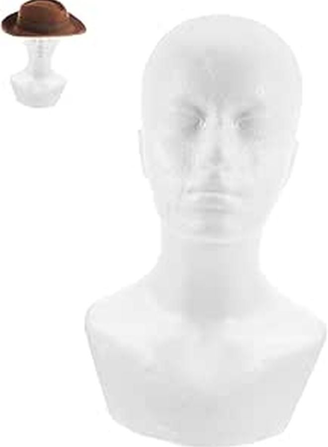 White Foam Head Mannequin for Wig Hat Display Photography Craft DIY Projects - Image 1