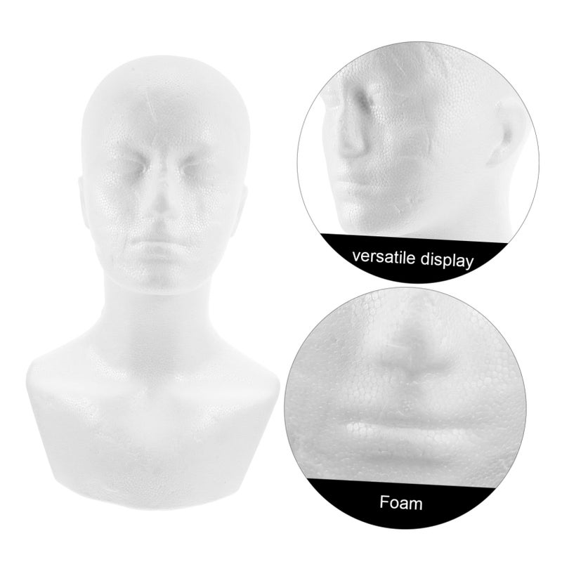White Foam Head Mannequin for Wig Hat Display Photography Craft DIY Projects - Image 4