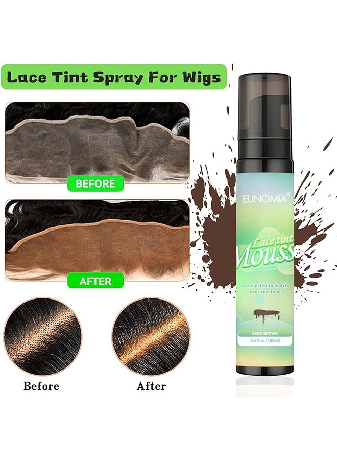 يونوميا دانتيل صبغة موس - 100 مل الدانتيل صبغة ذوبان الشعر موس ، دانتيل صبغة موس للنساء شعر مستعار شعر مستعار دانتيل شعر مستعار Toupees وقطع شعر طبيعي تشطيب لون الدانتيل ، دانتيل صبغة موس للشعر المستعار يذوب الرباط رغوة الصبغة (بني غامق) - Image 2