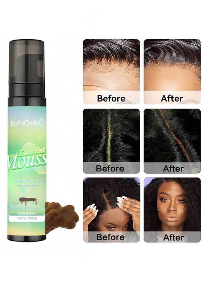 يونوميا دانتيل صبغة موس - 100 مل الدانتيل صبغة ذوبان الشعر موس ، دانتيل صبغة موس للنساء شعر مستعار شعر مستعار دانتيل شعر مستعار Toupees وقطع شعر طبيعي تشطيب لون الدانتيل ، دانتيل صبغة موس للشعر المستعار يذوب الرباط رغوة الصبغة (بني غامق) - Image 1