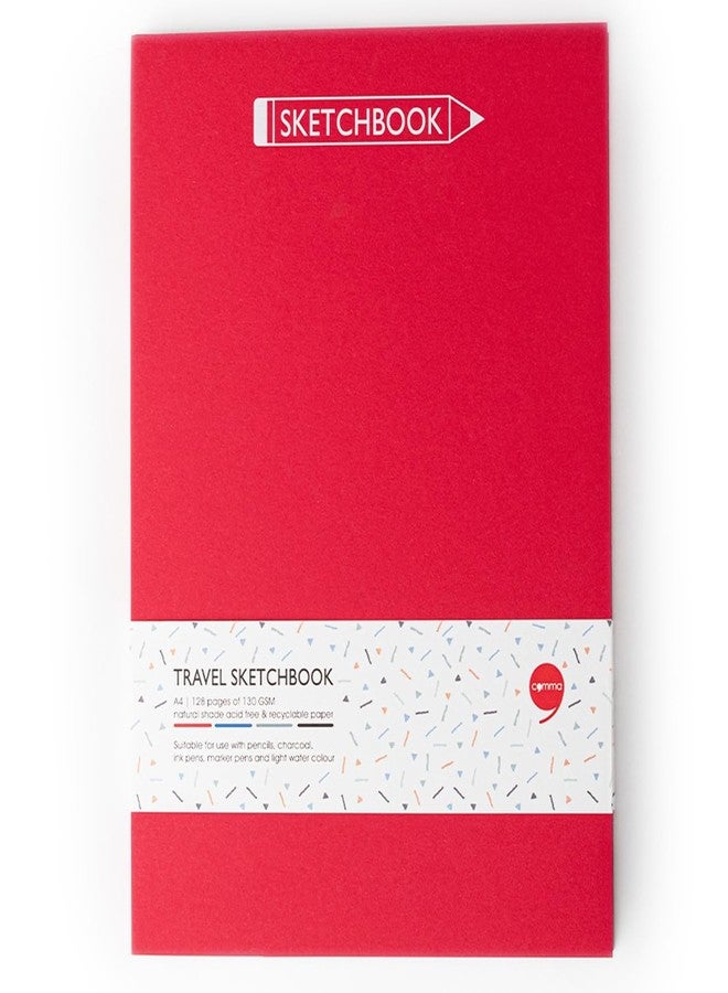 كوما دفتر رسم كوما للسفر | مقاس A4 | 128 صفحة | 130 غرام/م²، لون طبيعي، ورق خالٍ من الأحماض وقابل لإعادة التدوير | أحمر - Image 1