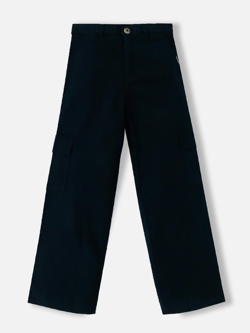 Urbano Juniors Boy's Navy Loose Baggy Fit Solid Cargo Chino Pant with 6 Pockets Non-Stretchable (junchicarlsboy-oa2-navy-9-10) - Image 2