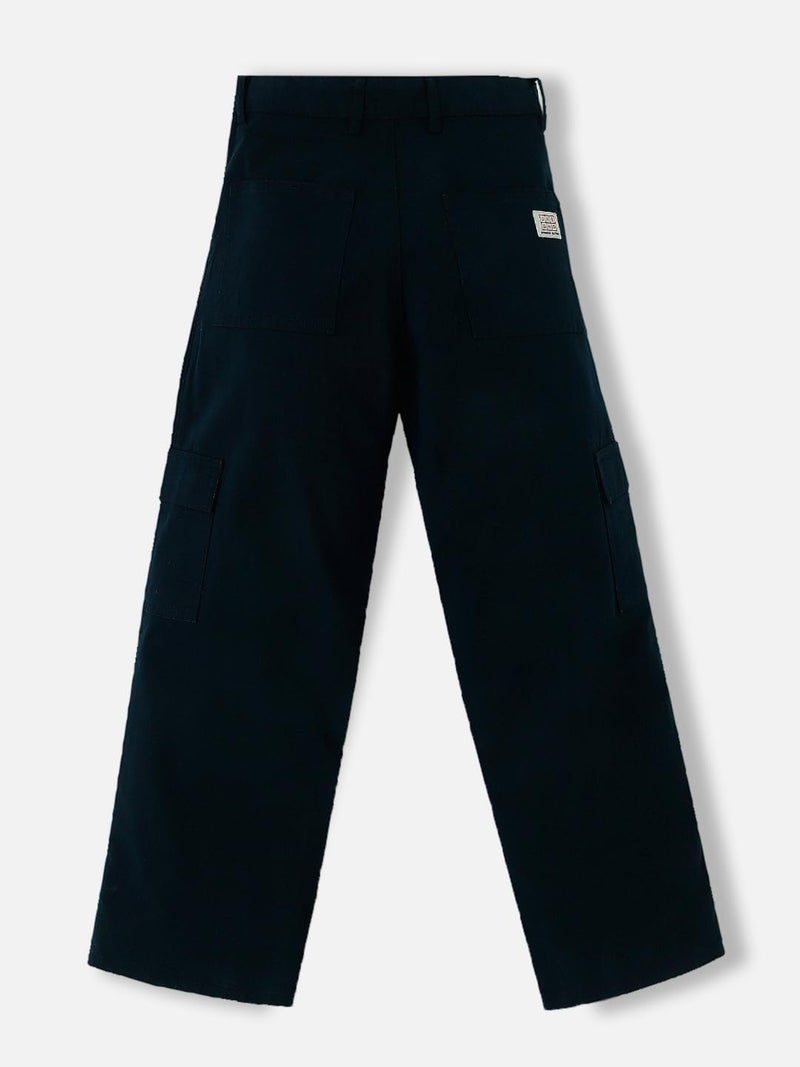 Urbano Juniors Boy's Navy Loose Baggy Fit Solid Cargo Chino Pant with 6 Pockets Non-Stretchable (junchicarlsboy-oa2-navy-9-10) - Image 3