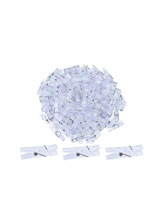 The Bros 100 Pieces Hanging Wall Clips with 10m Hemp Rope, 3.5*0.5cm, Hanging Clips for Pictures Poster Photo Halloween Christmas Decorations (Clear） - Image 2