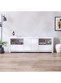 DANUBE HOME Kalmal TV Cabinet For Up To 70 Inches TV Entertainment Modern Design Wall Unit Furniture Wooden TV Stand Made in Malaysia TV Unit Rack 180x40x63 cm Pearl White  - Image 1