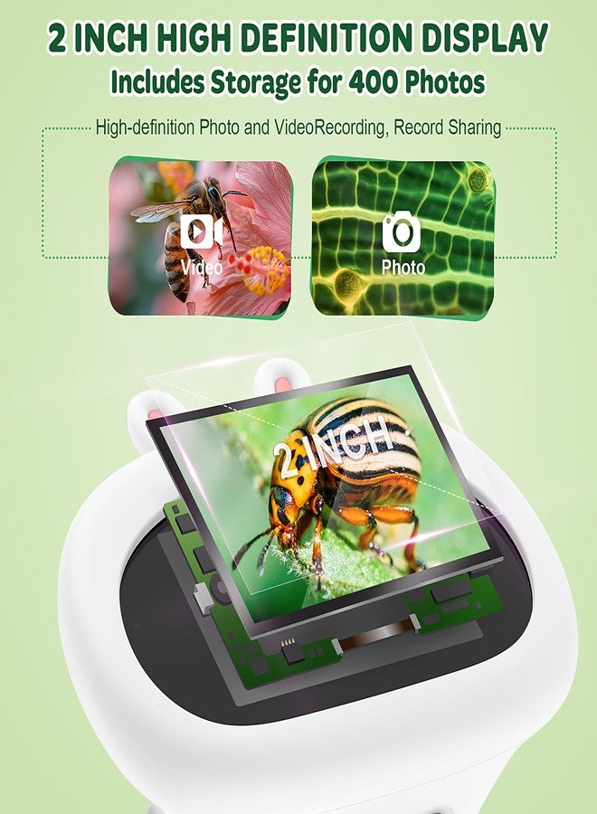 HUTACT Kids Portable Microscope with 2'' Screen - 1000X Digital Handheld Microscope with Prepared Slides Kit, Christmas Birthday Gifts for Kids All Age - Image 2
