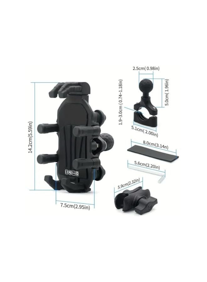 S-TOP Motorcycle Mobile Holder Anti-Theft 360° | Bike Phone Mount Stand | Universal Scooter Mobile Holder 4.4–6.5 inch - Image 2