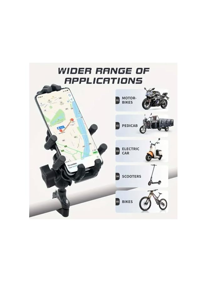 S-TOP Motorcycle Mobile Holder Anti-Theft 360° | Bike Phone Mount Stand | Universal Scooter Mobile Holder 4.4–6.5 inch - Image 4
