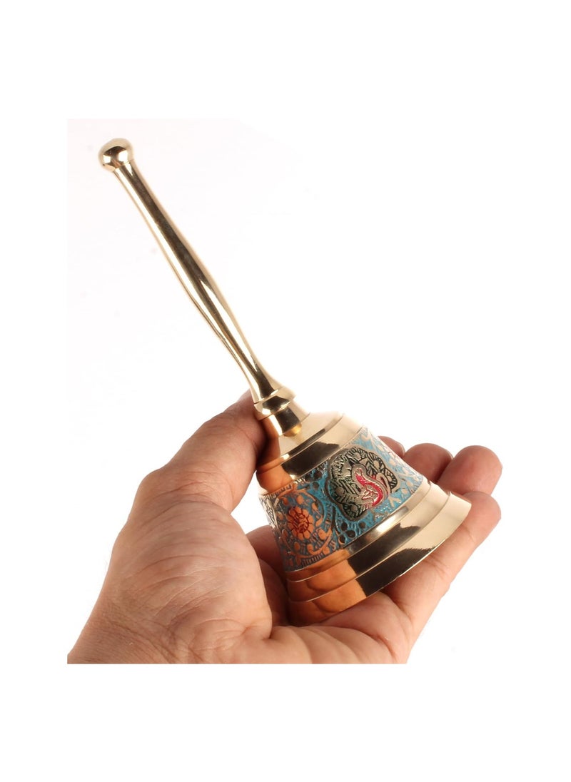 QUESERA QUESERA Premium Brass Pooja Puja Bell Ghanti, for Poojan Purpose, Spiritual Gift Item, Made of 100% Solid Brass | Pooja Praying Idol | Home Decor | Brass Decor.  - Image 5
