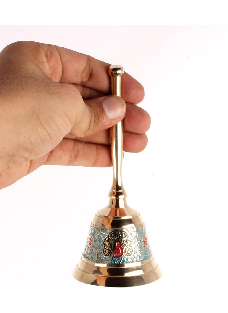 QUESERA QUESERA Premium Brass Pooja Puja Bell Ghanti, for Poojan Purpose, Spiritual Gift Item, Made of 100% Solid Brass | Pooja Praying Idol | Home Decor | Brass Decor.  - Image 1