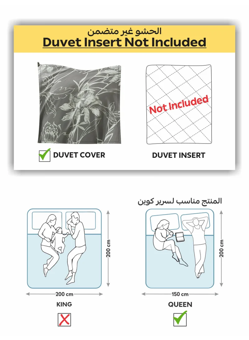 Donetella Digital Print Duvet cover Set,Queen Size 200x230 cm - 4-Pcs Bed Set, ,Emirate Collection, Microfiber - 1 Duvet Cover, 1 Fitted Sheet, 1 Pillow Shams, 1 Pillowcases (Filler Not Include)