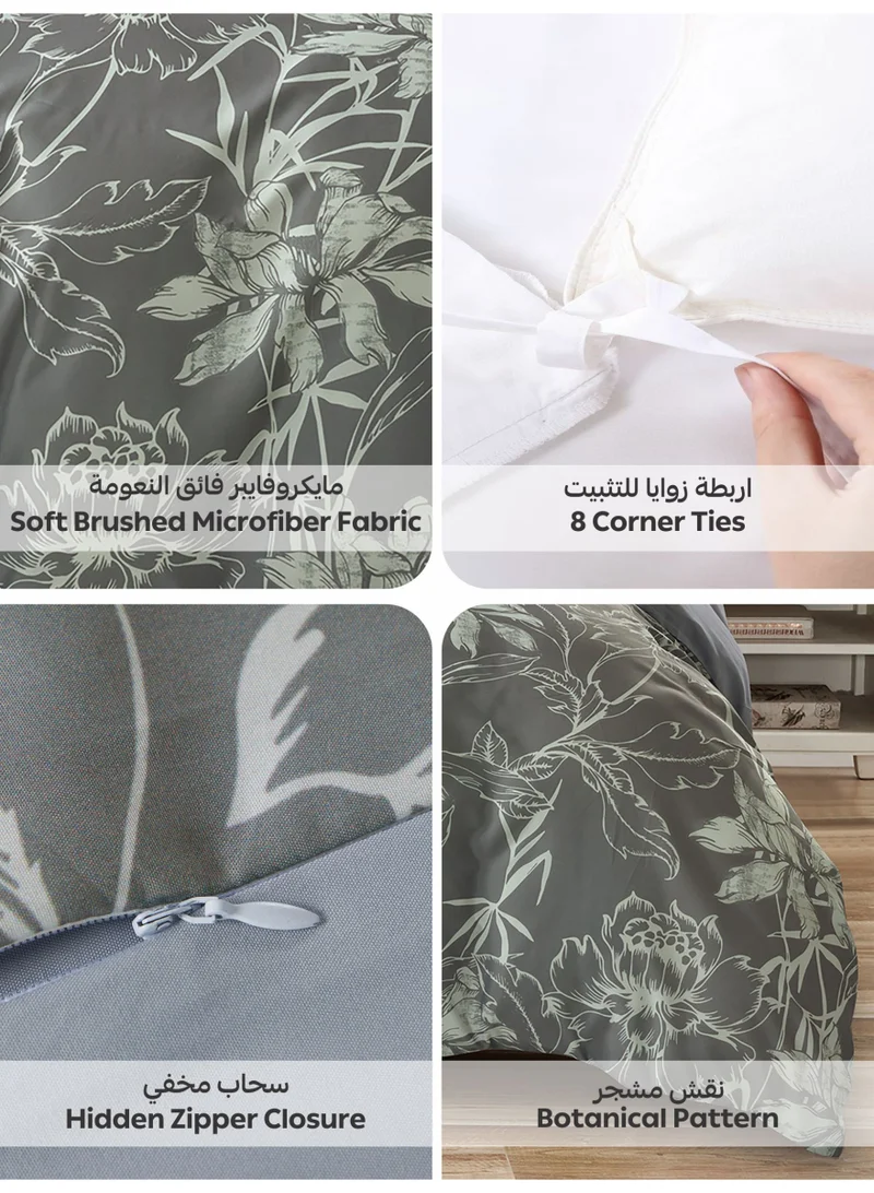 Donetella Digital Print Duvet cover Set,Queen Size 200x230 cm - 4-Pcs Bed Set, ,Emirate Collection, Microfiber - 1 Duvet Cover, 1 Fitted Sheet, 1 Pillow Shams, 1 Pillowcases (Filler Not Include)