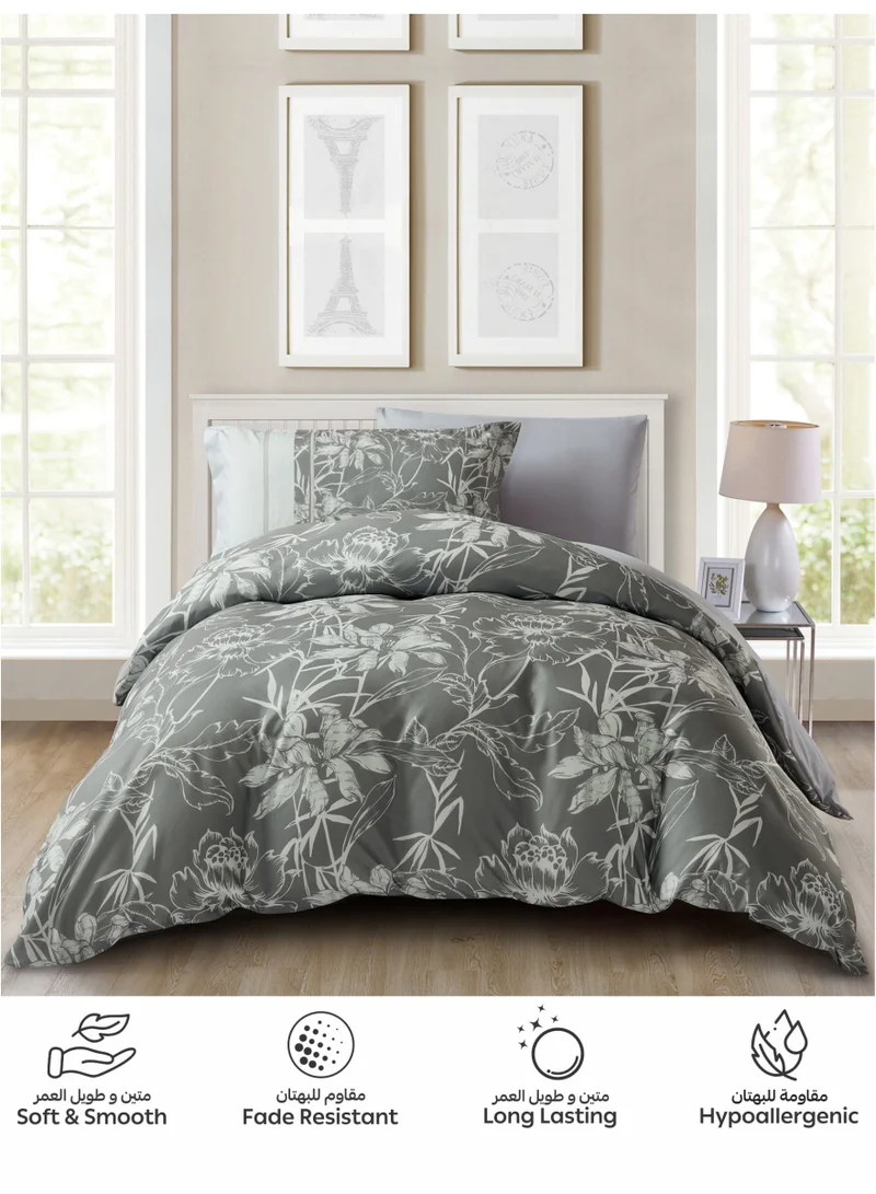 Donetella Digital Print Duvet cover Set,Queen Size 200x230 cm - 4-Pcs Bed Set, ,Emirate Collection, Microfiber - 1 Duvet Cover, 1 Fitted Sheet, 1 Pillow Shams, 1 Pillowcases (Filler Not Include)