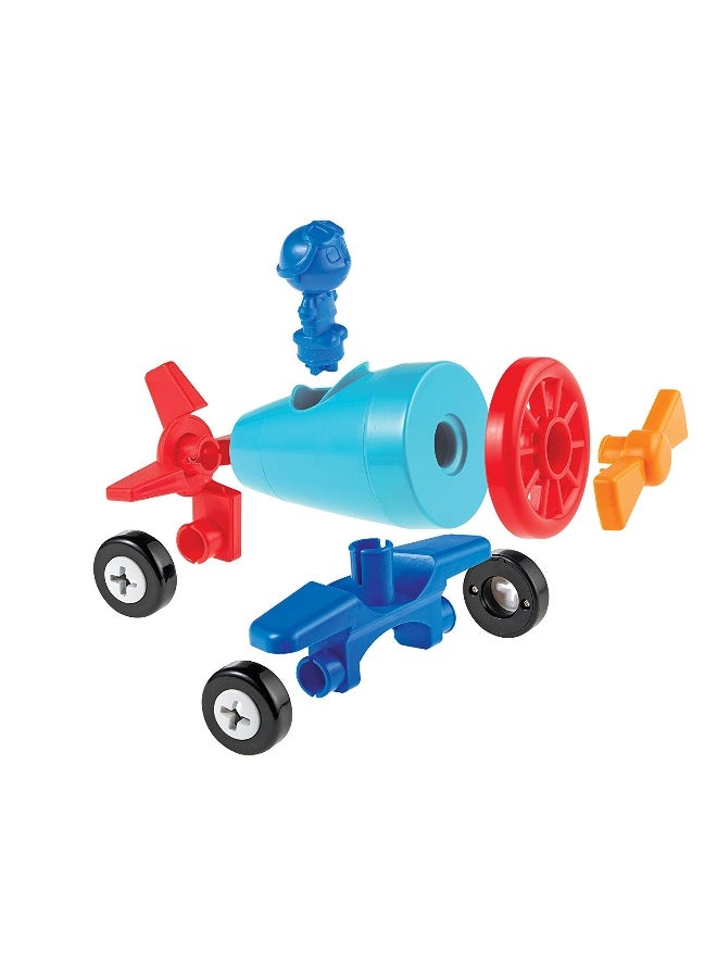 ليرننج ريسورسز موارد التعلم 1-2-3 Build It سيارة طائرة قارب، لعبة بناء مركبة 3 في 1 للأطفال الصغار، مهارات حركية دقيقة ولعب هندسي مبكر، للأعمار من سنتين فما فوق - Image 3