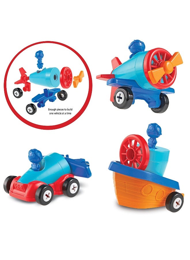 ليرننج ريسورسز موارد التعلم 1-2-3 Build It سيارة طائرة قارب، لعبة بناء مركبة 3 في 1 للأطفال الصغار، مهارات حركية دقيقة ولعب هندسي مبكر، للأعمار من سنتين فما فوق - Image 2