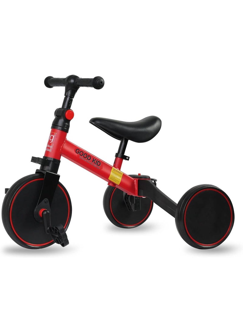 ELTRAZONE 4-in-1 Kids Balance Bike & Tricycle for 1-4 Years | Toddler Ride-On Toy with Adjustable Seat & Pedals | Indoor Outdoor Baby Trike for Boys & Girls | Perfect First Birthday Gift (Red) - Image 1