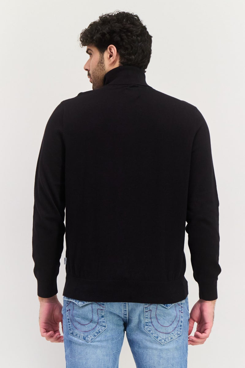 Peter Werth Men Mock Neck Long Sleeves Knitted Sweater, Black - Image 3