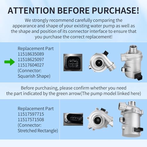 SYMOTTEC Water Pump for BMW 228i 428i 528i xDrive 328i GT Sedan, Z4 X3 sDrive28i, X1 X3 X4 xDrive28i, X5 xDrive40e 2012-2018 2.0L Electric Engine Assembly Water Pumps Replaces 11518635089 - Image 2