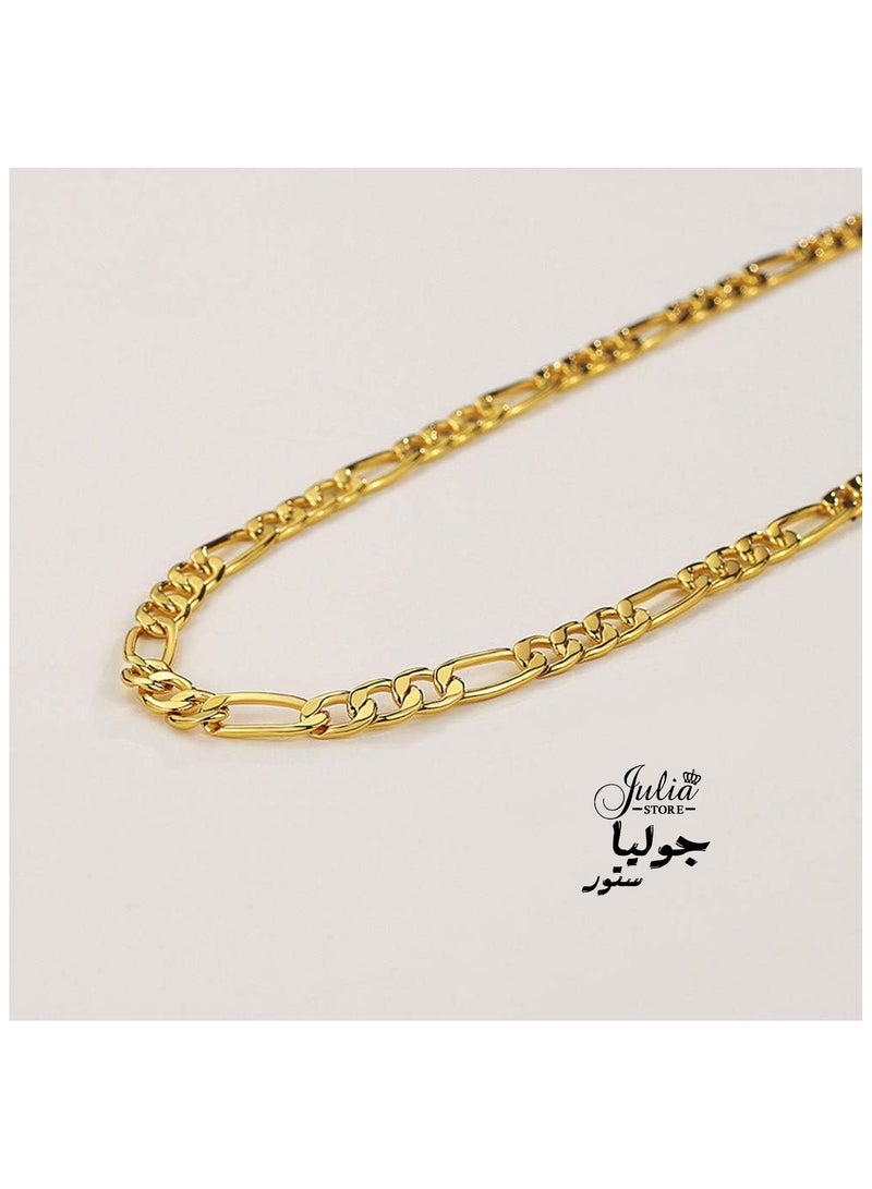 Julia Store 5mm Wide Stainless Steel chain 18K Gold Plated Trendy Luxury Dainty Figaro Chain Bracelet Necklace Jewelry Set For Women Men - Image 3