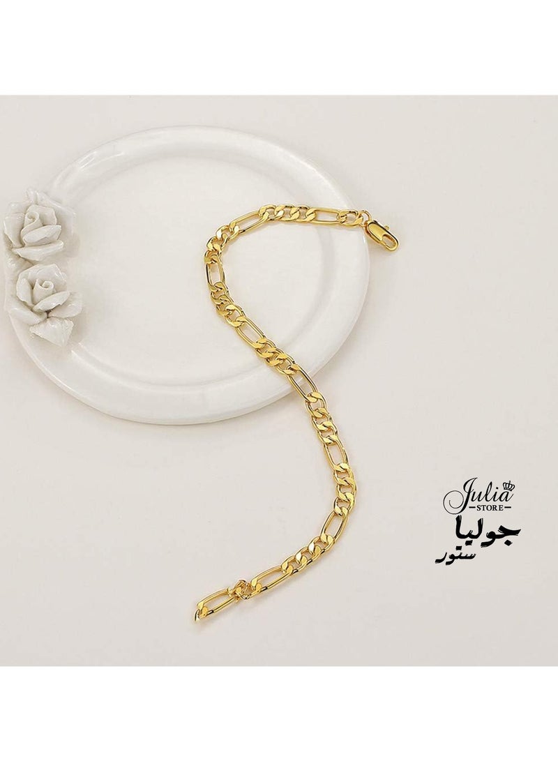 Julia Store 5mm Wide Stainless Steel chain 18K Gold Plated Trendy Luxury Dainty Figaro Chain Bracelet Necklace Jewelry Set For Women Men - Image 4