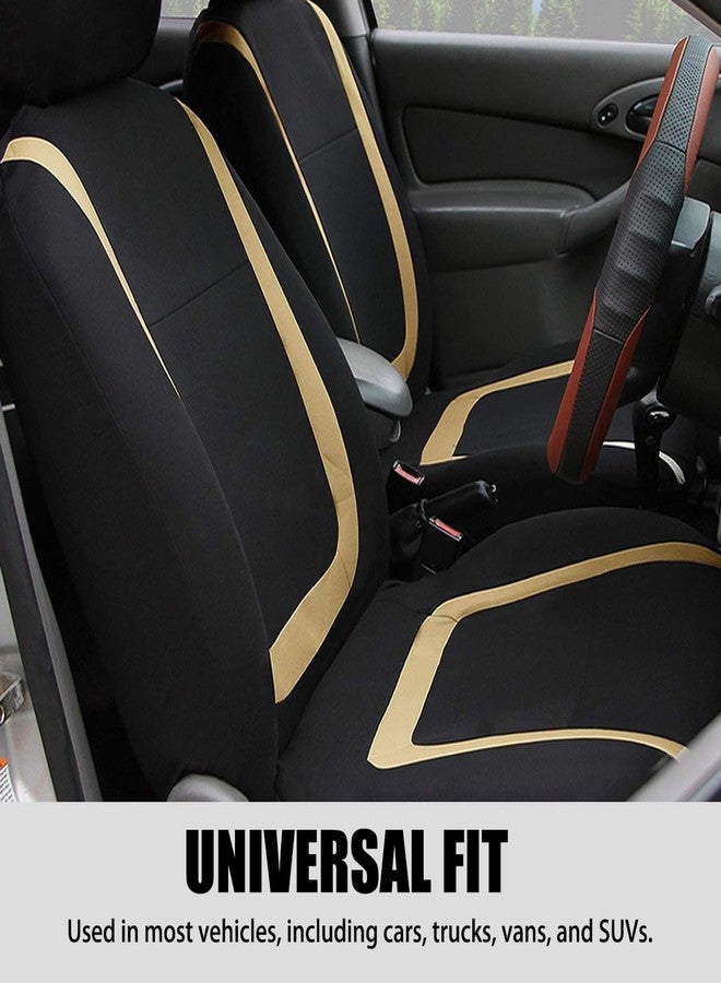 BELOMI Car Seat Covers Full Set, Breathable Premium Cloth Automotive Seat Cover, Universal Front and Rear Seat Covers, Easy to Install Car Accessories for Most Cars Trucks SUV (Beige) - Image 4