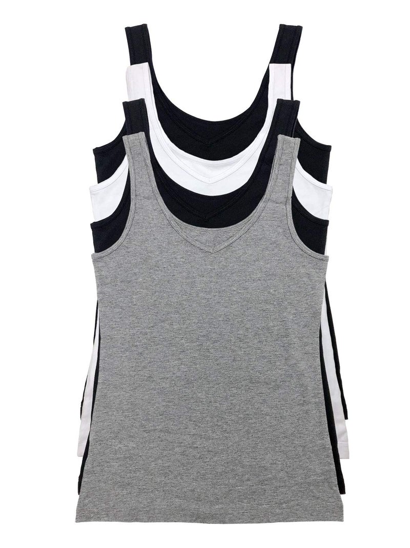 Felina Reversible Cotton Womens Tank Top | 4-Pack Heather Grey - Image 1