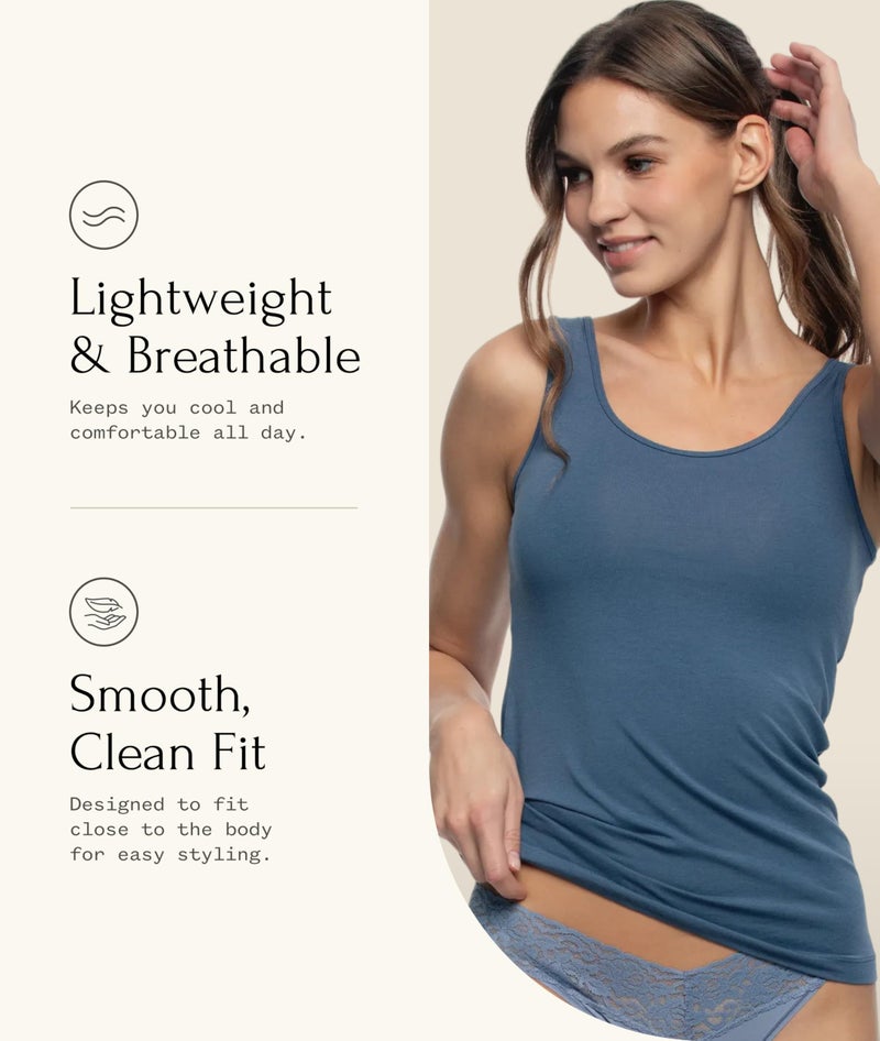 Felina Reversible Cotton Womens Tank Top | 4-Pack Heather Grey - Image 4