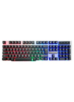 Utopia BA-505 Gaming Keyboard with Rainbow LED Backlight – 104 Arabic/English Keys – USB Wired –  Metal Body – Durable & Stylish – Ideal for PC & Gamers