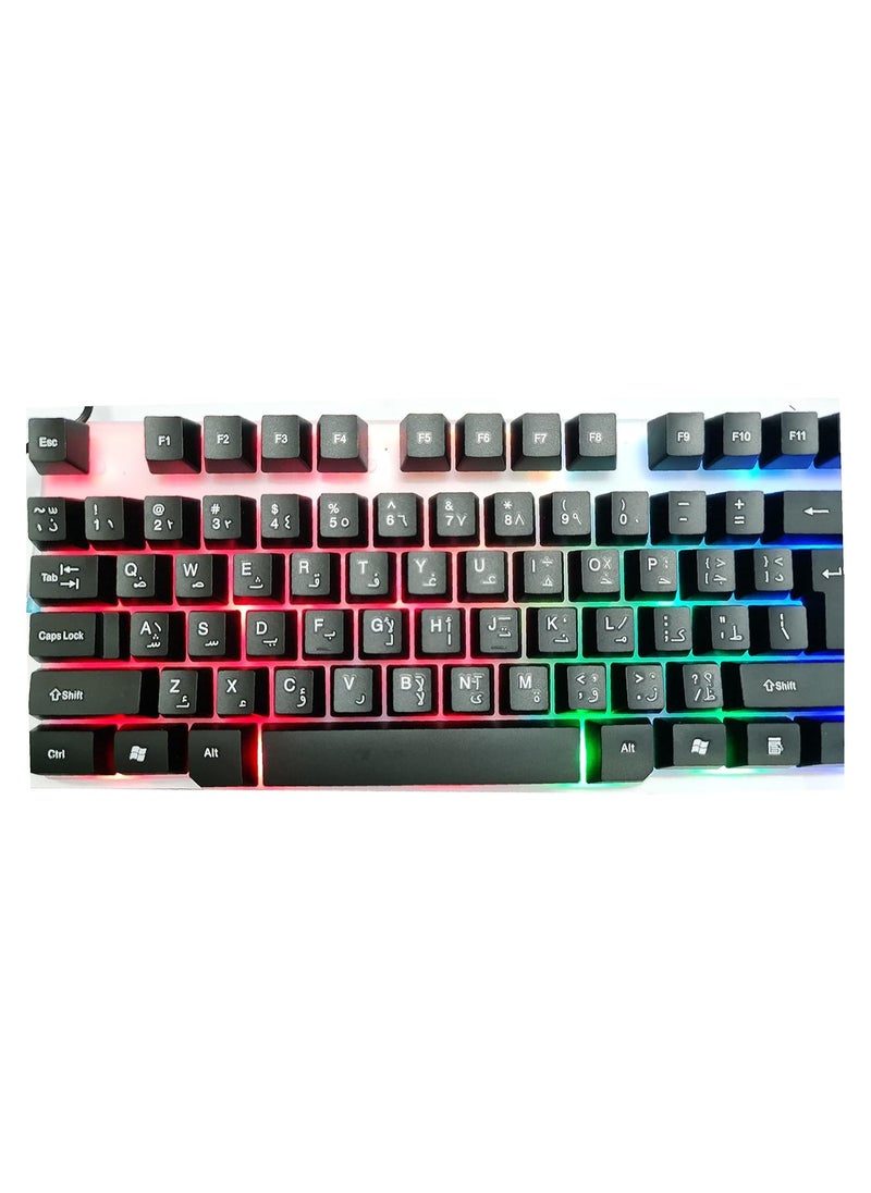 Utopia - Utopia BA-505 Gaming Keyboard with Rainbow LED Backlight – 104 Arabic/English Keys – USB Wired –  Metal Body – Durable & Stylish – Ideal for PC & Gamers - Image 1