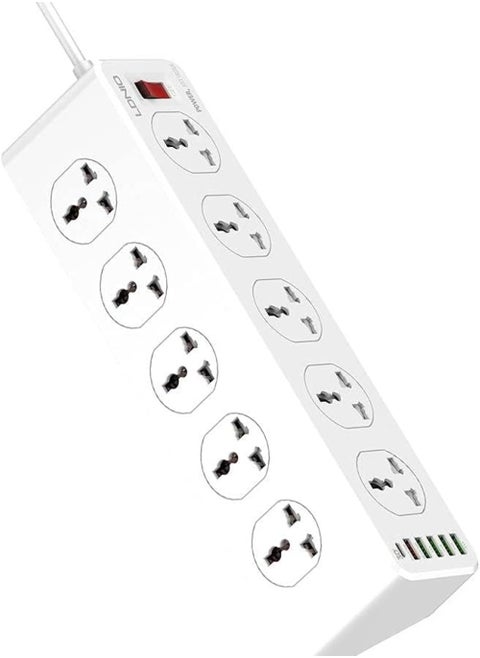 LDNIO SC10610 2500W 10 SOCKETS with 5 USB Ports and 1 TYPE-C PD PORT, DESKTOP EXTENSION HOME CHARGER with 2M EU POWER CORD