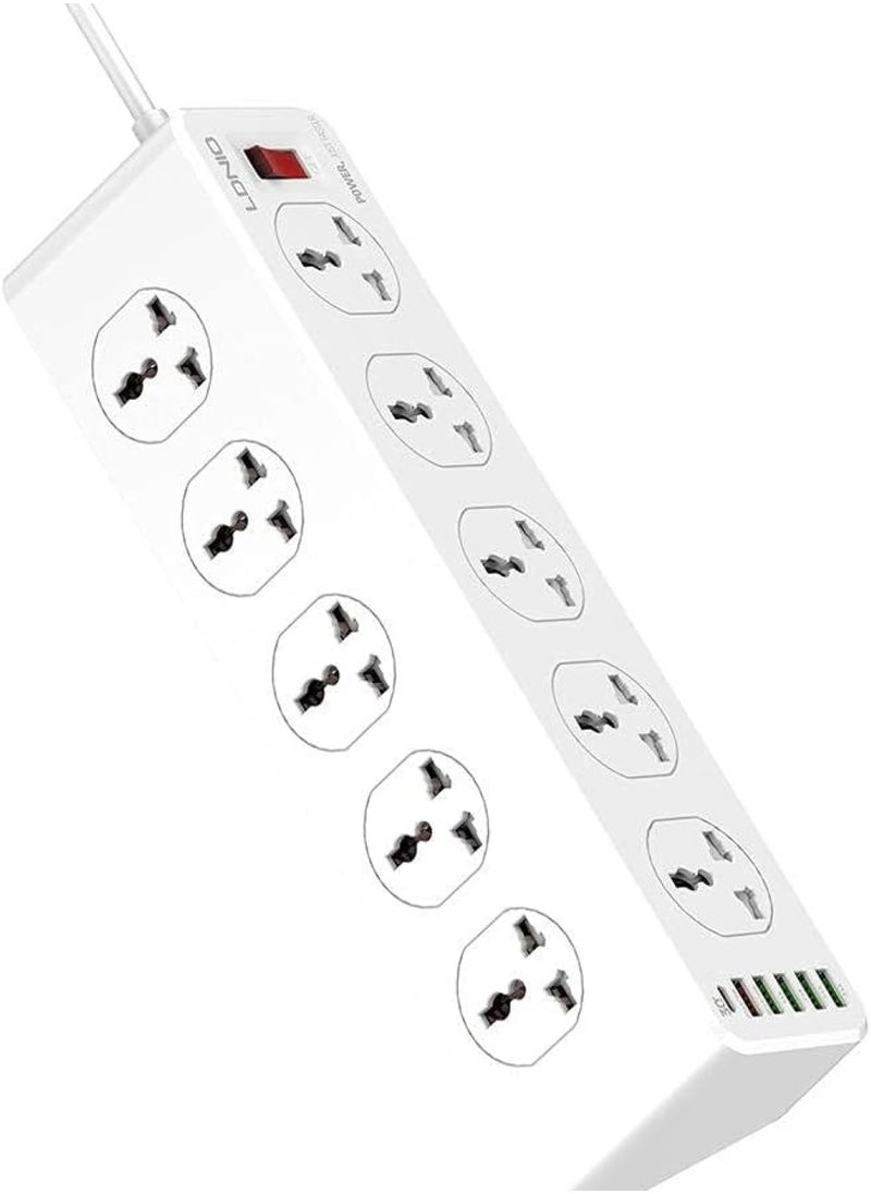 LDNIO LDNIO SC10610 2500W 10 SOCKETS with 5 USB Ports and 1 TYPE-C PD PORT, DESKTOP EXTENSION HOME CHARGER with 2M EU POWER CORD  - Image 1
