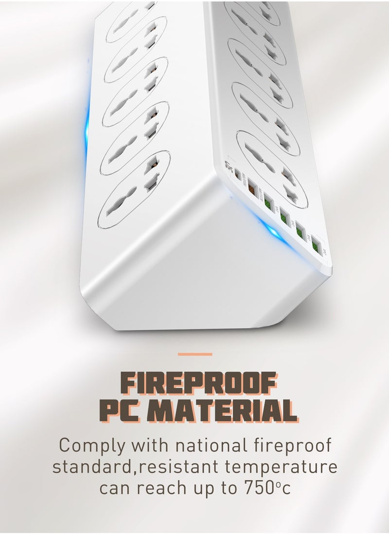 LDNIO - LDNIO SC10610 2500W 10 SOCKETS with 5 USB Ports and 1 TYPE-C PD PORT, DESKTOP EXTENSION HOME CHARGER with 2M EU POWER CORD - Image 1