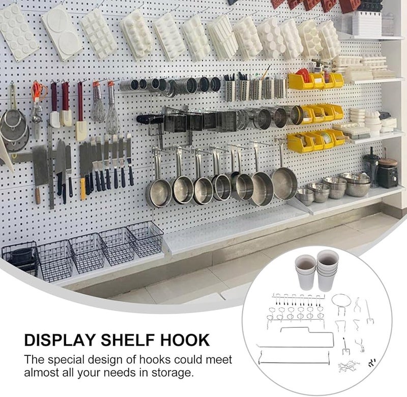 خطافات متنوعة مستديرة للوحة الأوتاد لتنظيم الأدوات المثبتة على الحائط في ورشة العمل والمرآب - Image 5